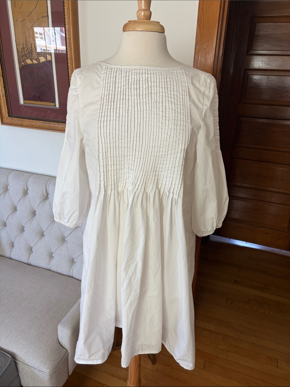 WHIT White Pintuck Babydoll Tunic